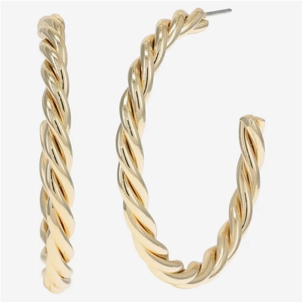 J. Crew Gold Twisted Hoop Earrings
